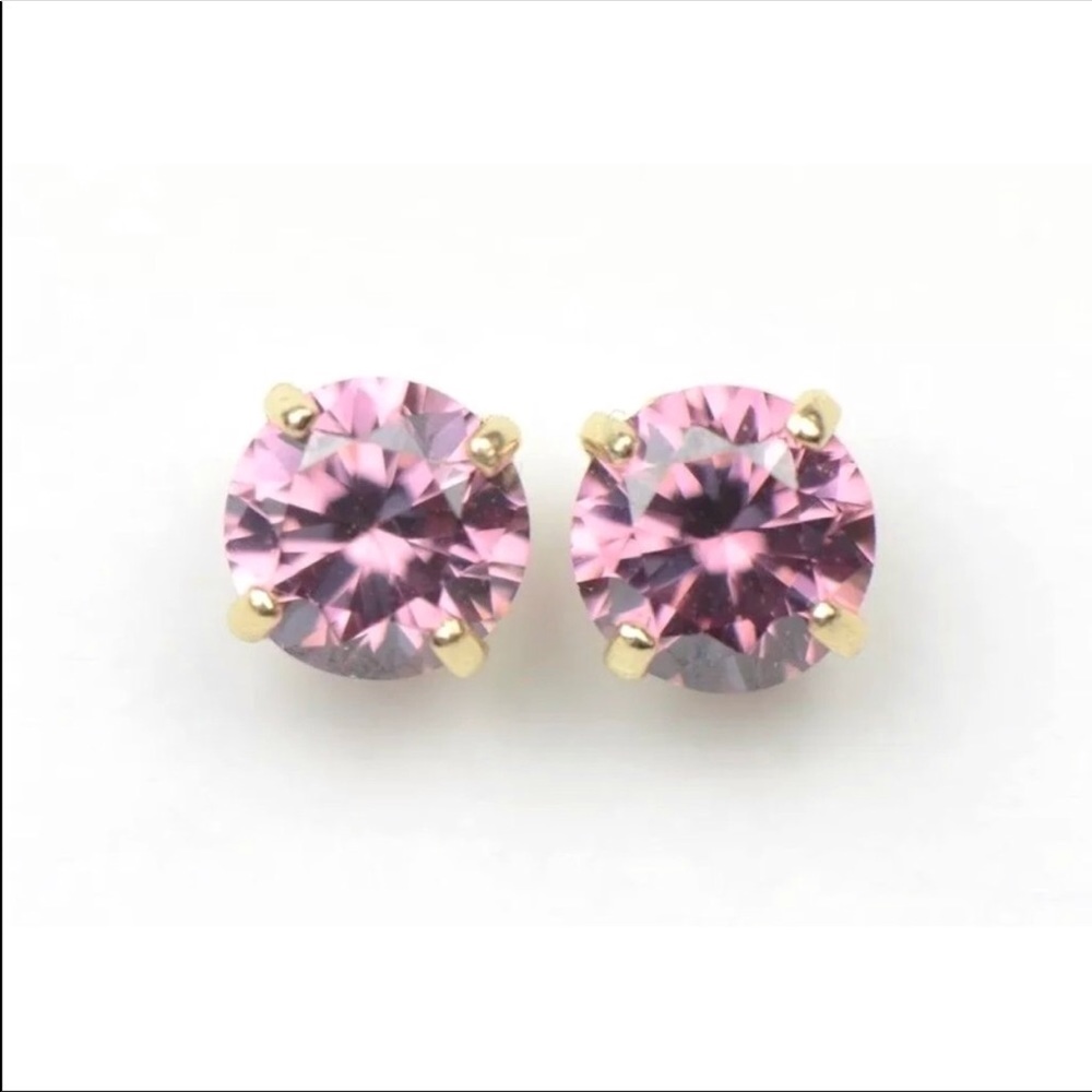 14k Solid White/Yellow Gold 5mm  Stud Earrings - Picture 6 of 9